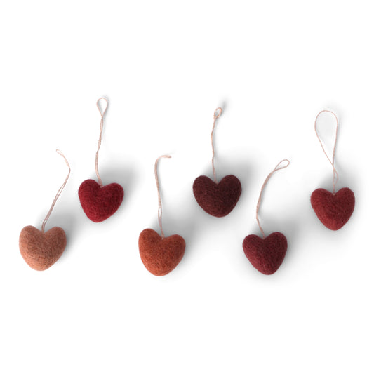 Gry & Sif Mini Hearts Decoration 6pk dusty red