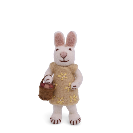Gry & Sif White Bunny Yellow Dress & Egg Basket