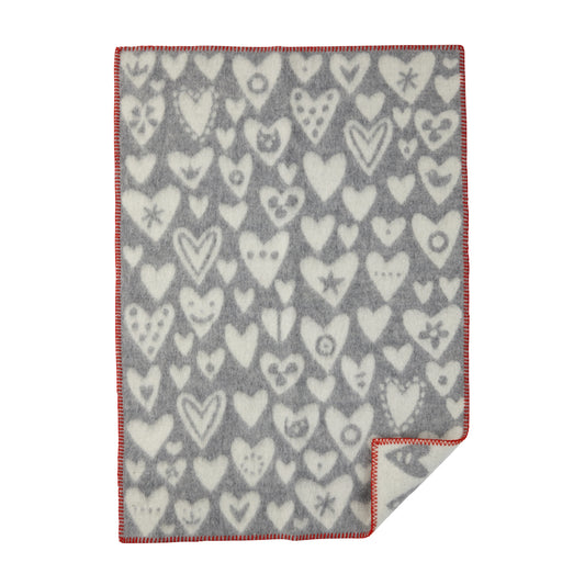 Baby Heart Organic Wool Blanket Grey