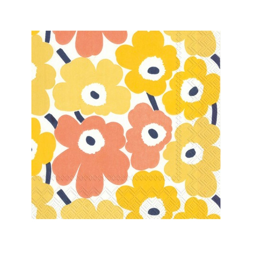 Marimekko-mini-unikko-yellow-cocktail-napkin