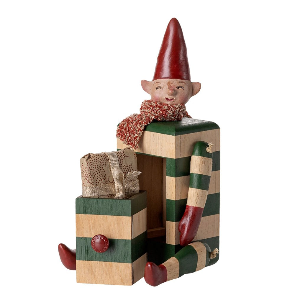 Maileg Elf With Drawer Green