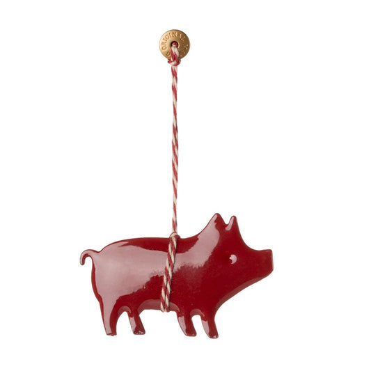 Maileg Metal Ornament Pig Red