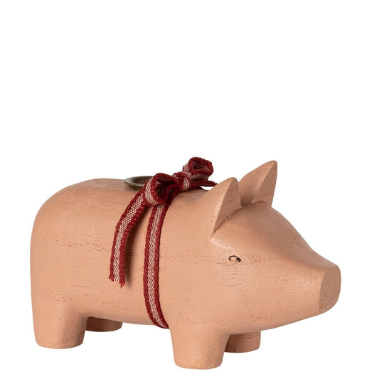 Maileg Wooden Candle Holder Pig Small Rose