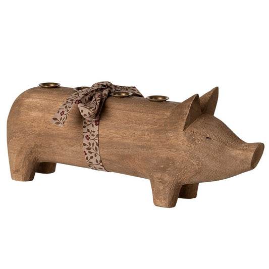 Maileg Wooden Candle Holder Pig Advent Nature