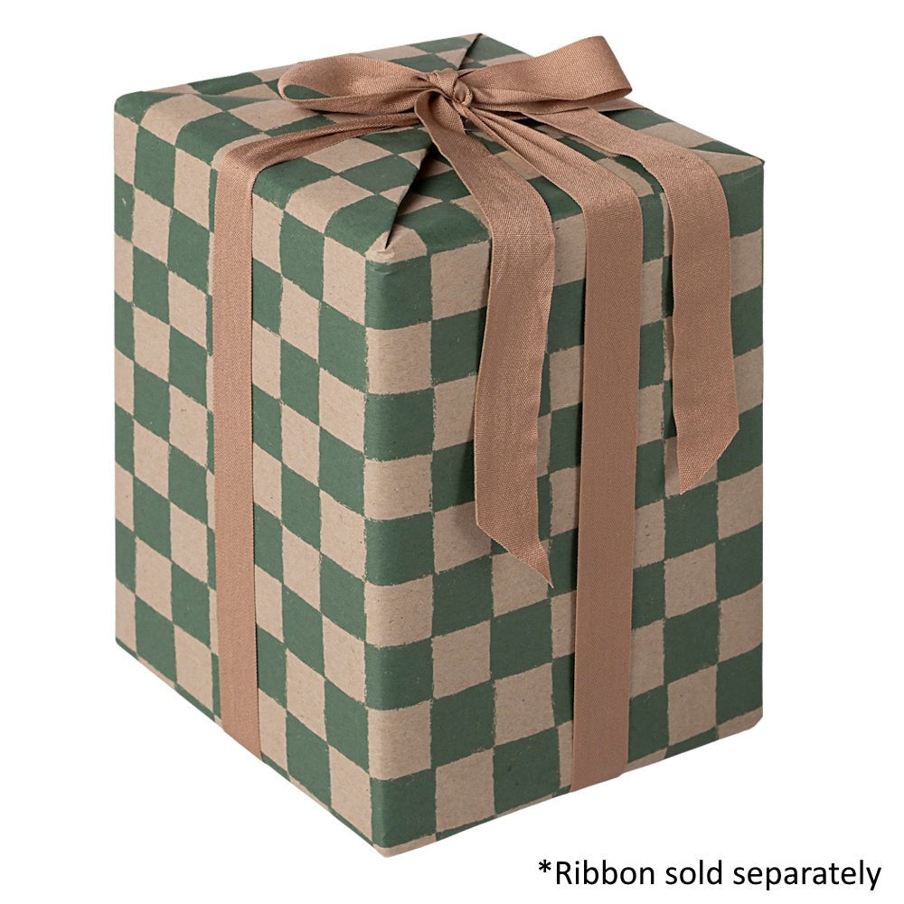 Maileg Gift Wrap Checker Green 10m
