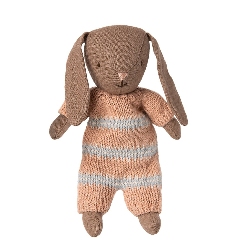 Maileg Bunny Micro Brown Dusty Rose Knitted Suit