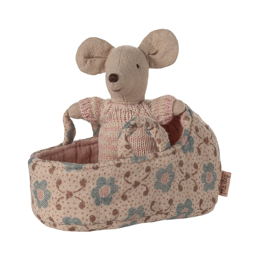 Maileg Baby Mouse in Rose Carry Cot Soft Toy for Imaginative Play Nordic Fusion Store Maileg Baby Mouse in Rose Carry Cot Soft Toy for Imaginative Play Nordic Fusion Store
