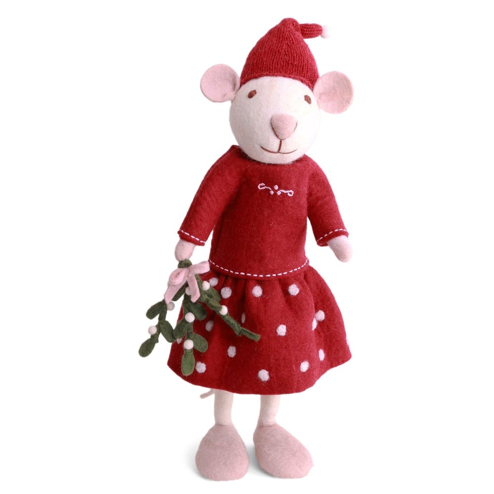 Gry & Sif Mouse Girl XL White with Mistletoe