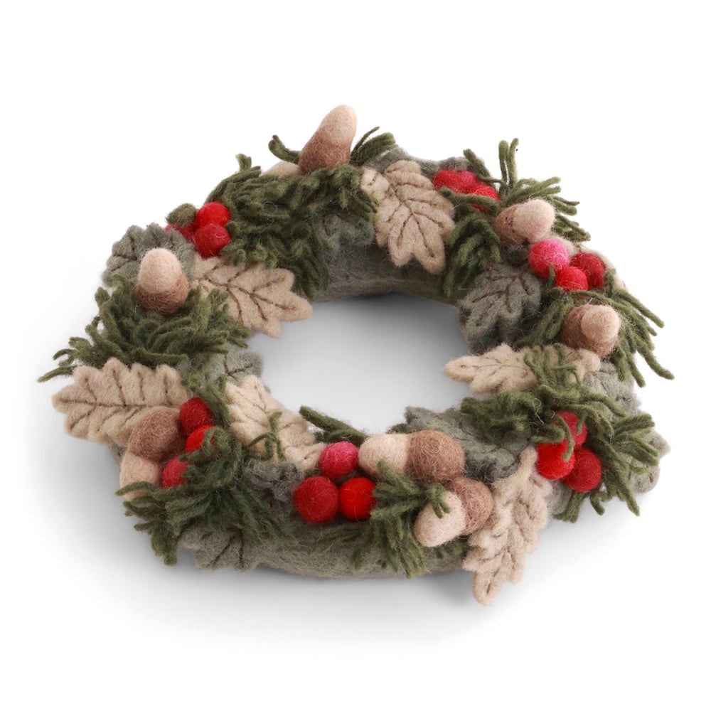 Gry & Sif Christmas Wreath Red Berries & Acorns