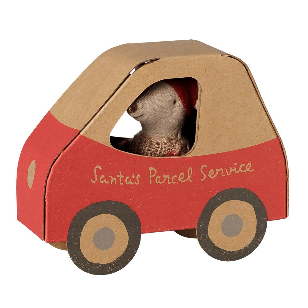 Maileg Christmas Mouse Little Sister in Car Box