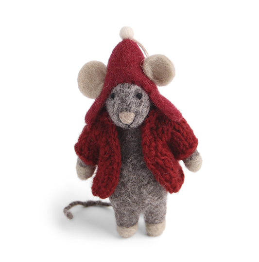 Gry & Sif Mouse Grey with Red Jacket