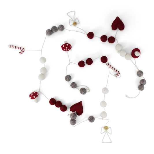 Gry & Sif Garland Felted Christmas Ornaments 200cm
