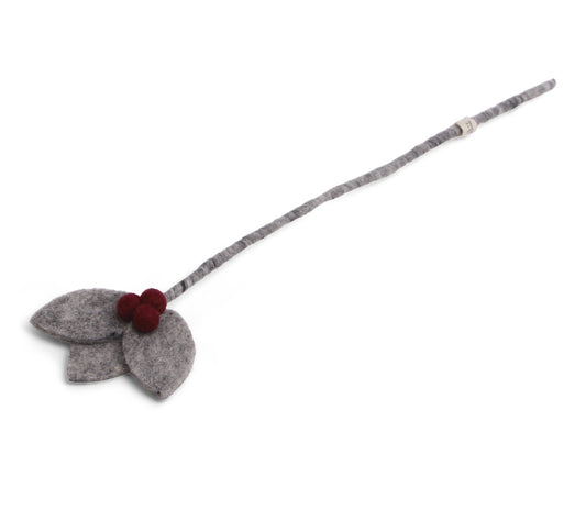 Gry & Sif Branch Grey Leaf with Red Berries