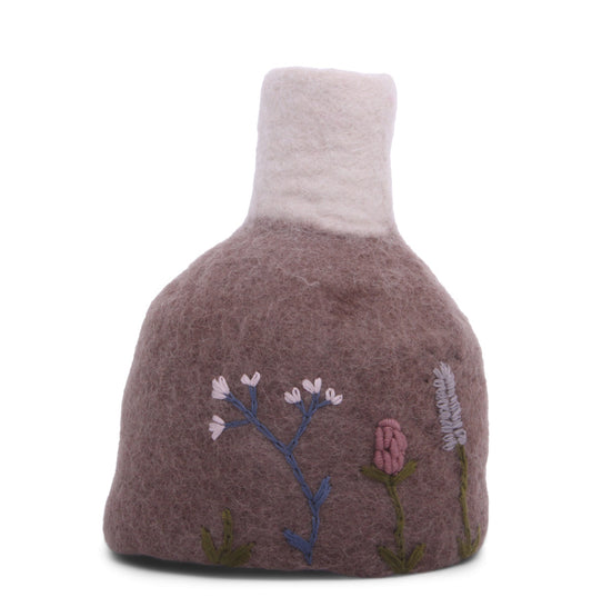 Gry & Sif Vase Felt Embroidered lavender