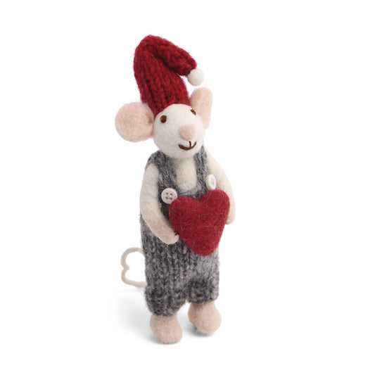 Gry & Sif Mouse Boy Small White with Heart