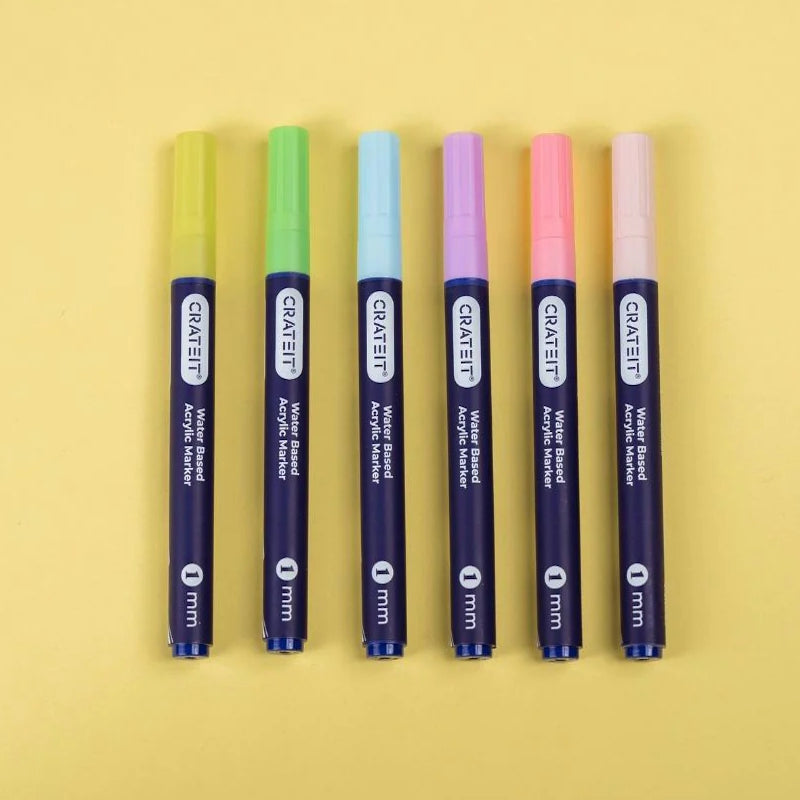 Crateit Pastel Markers 1mm 6pk
