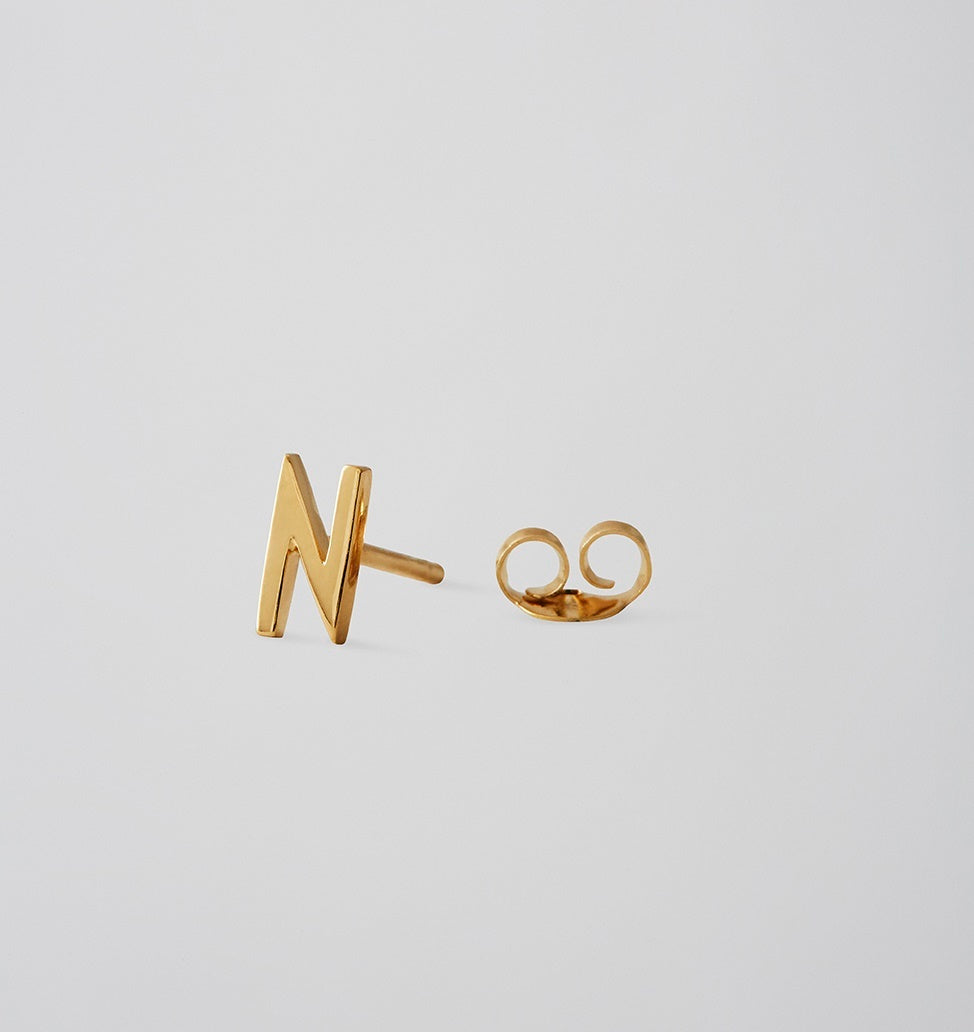 Earring Stud Gold A-Z