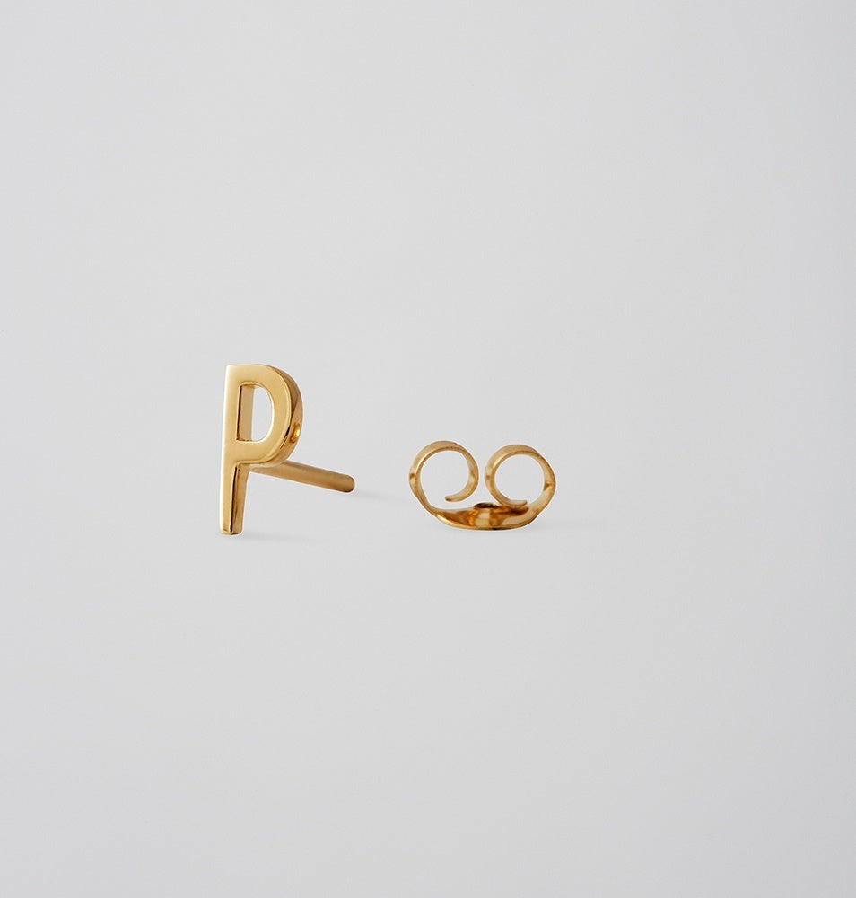 Earring Stud Gold A-Z