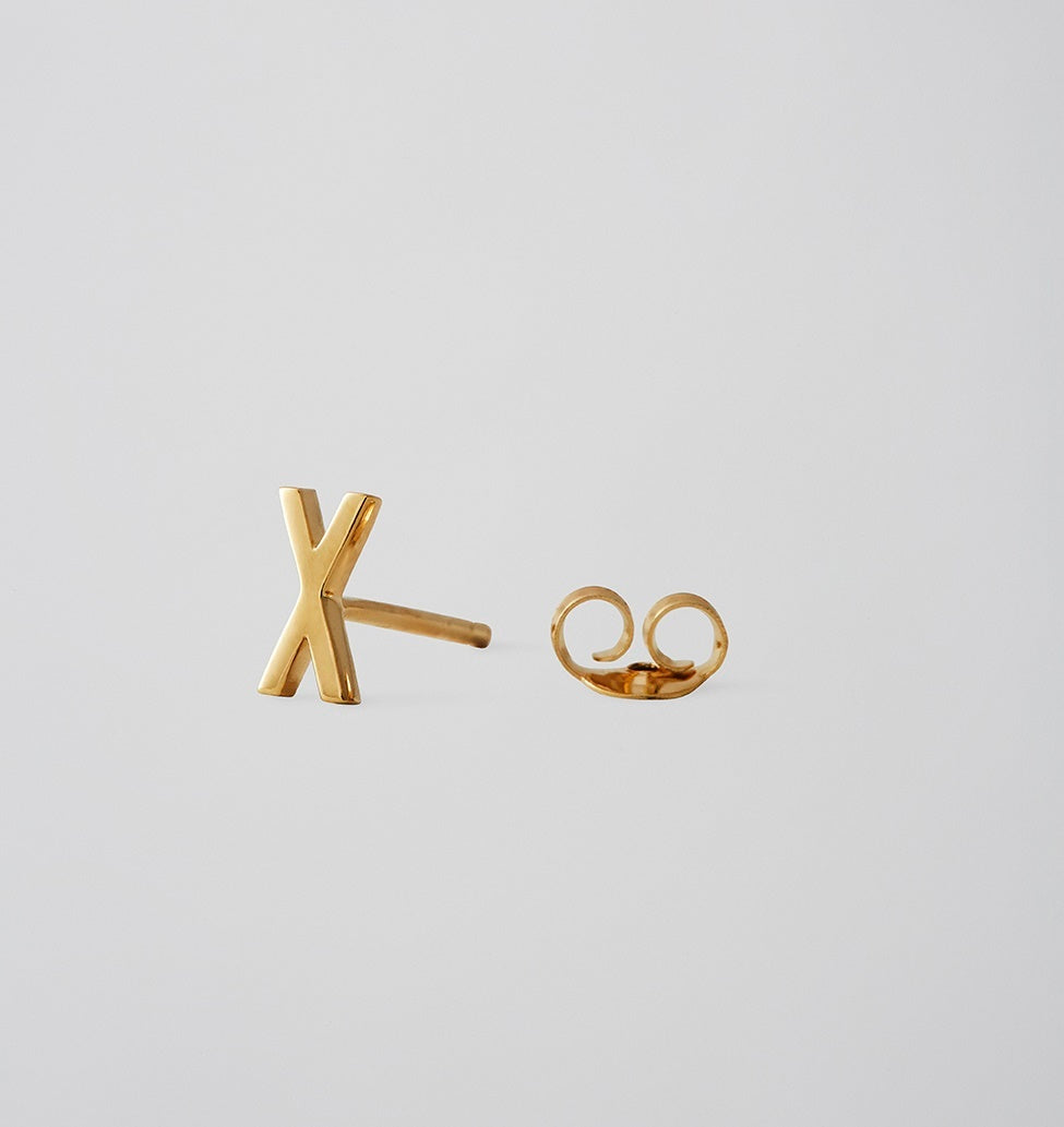 Earring Stud Gold A-Z