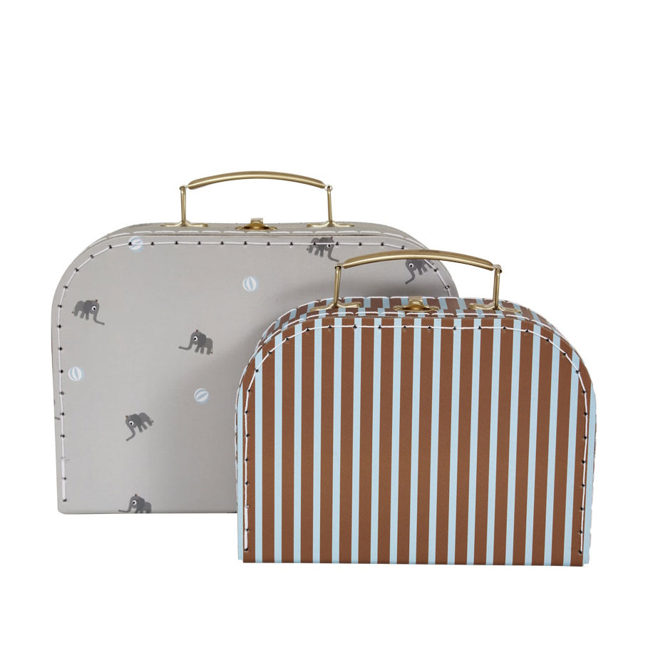 OYOY Mini Suitcase Elephant & Stripe 2pk