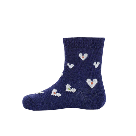 Heart Kids Wool Socks Navy 25-29