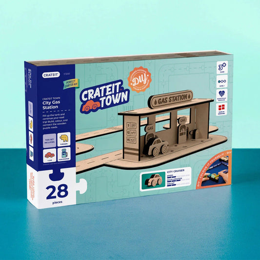 Crateit City Gas Station Wooden Toy