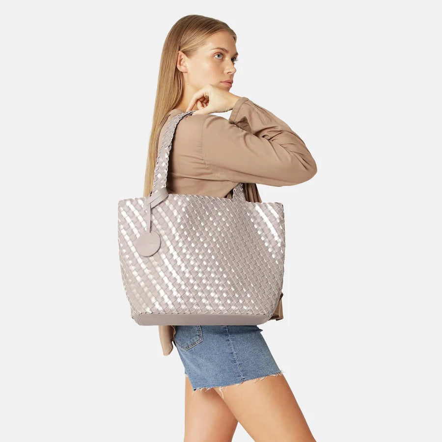 Ilse Jacobsen Braided Tote Bag Atmosphere-Platin