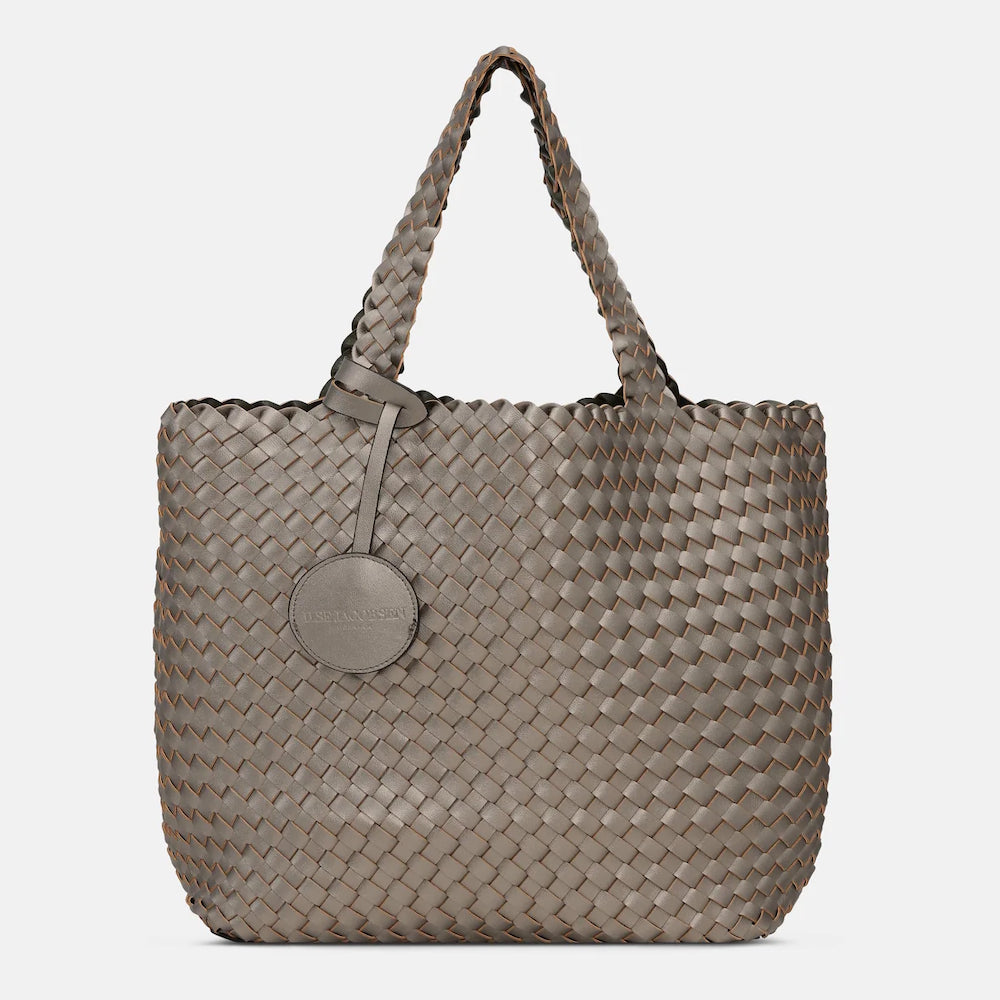 Ilse Jacobsen Woven Tote Bag Gun Metal-Army