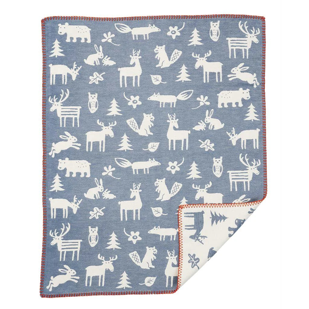 Klippan Forest Organic Cotton Baby Blanket Blue