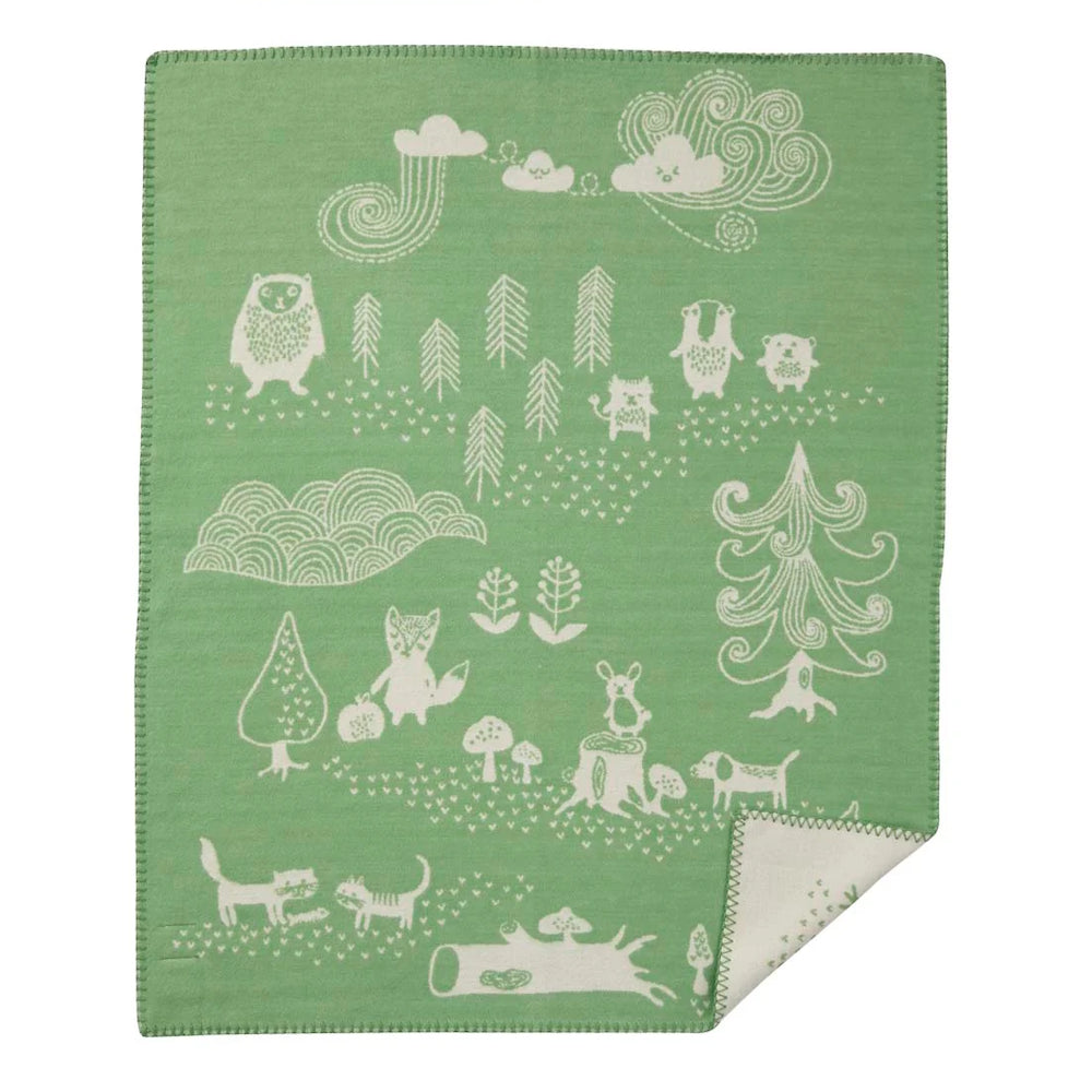 Klippan Little Bear Blanket Cotton Green
