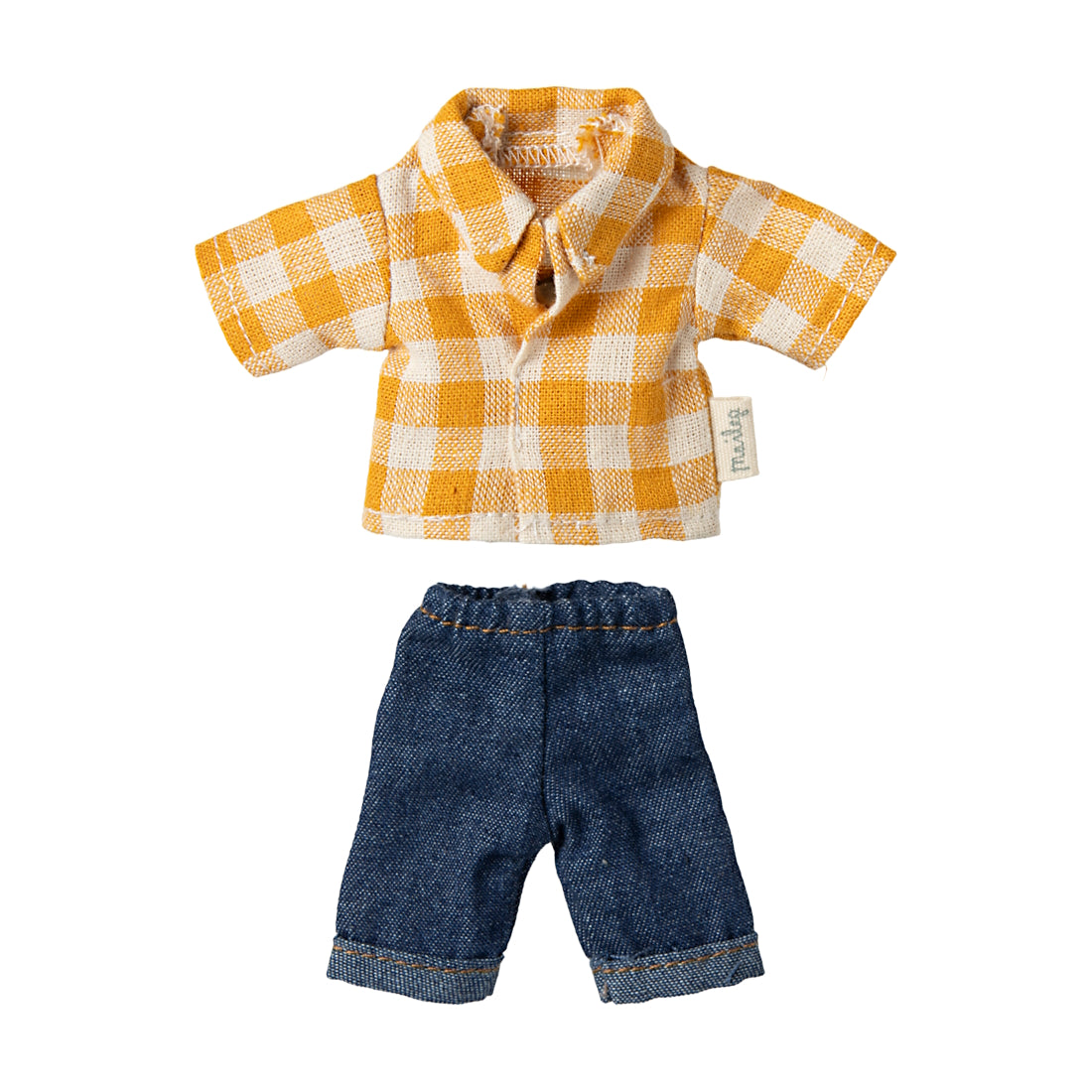 Maileg Yellow Checked Shirt and Pants Dad Mouse