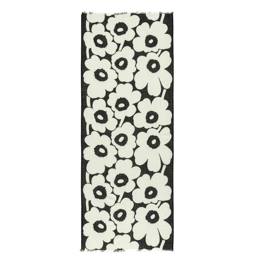 Marimekko Fiore Unikko Wool Scarf Offwhite-Black
