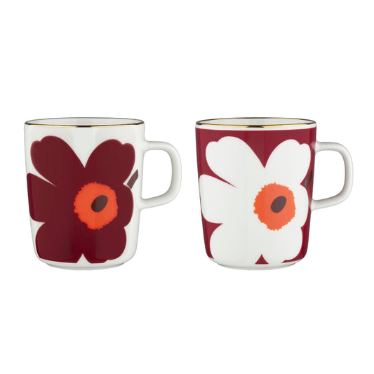Marimekko Juhla Unikko Mug 2.5dl Set of 2 Burgundy-Gold