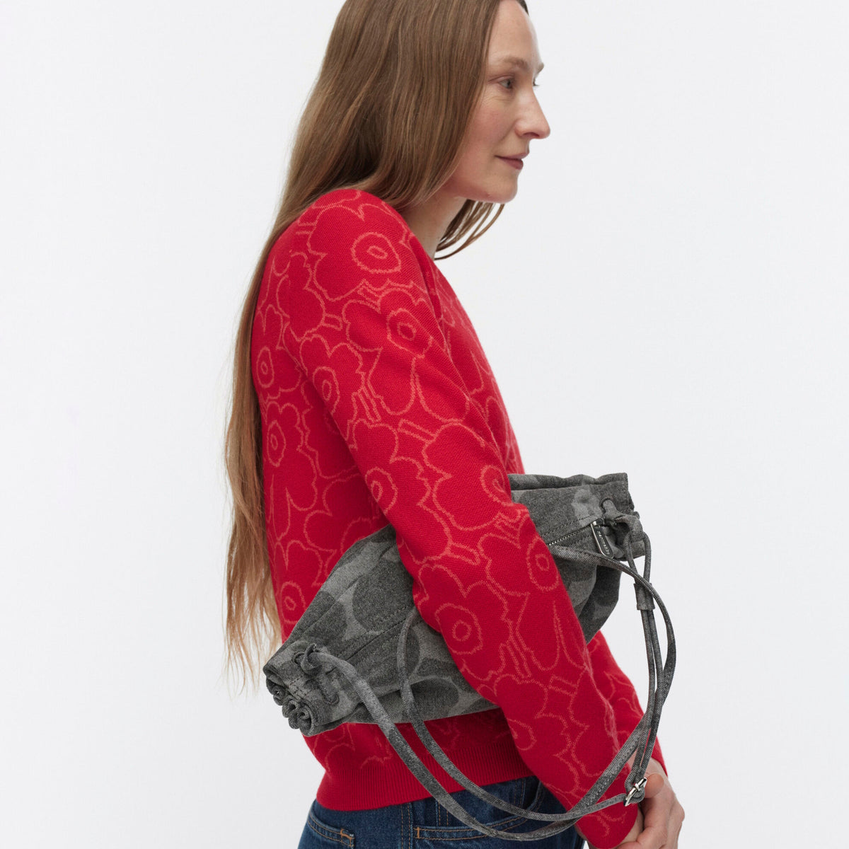 Marimekko Karla Denim Shoulder Bag Light Grey