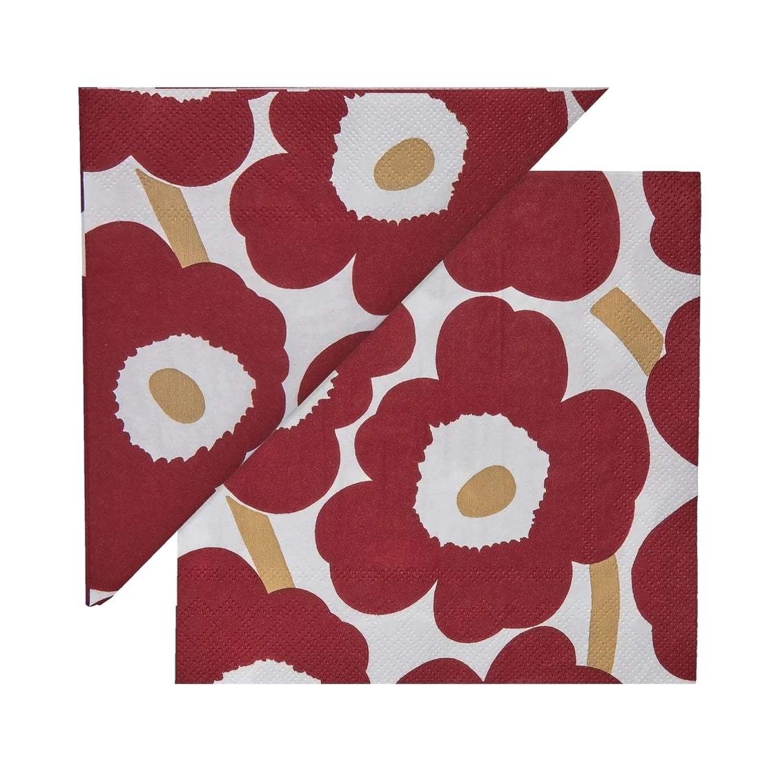 Marimekko-unikko-dark-red-gold-cocktail-napkin