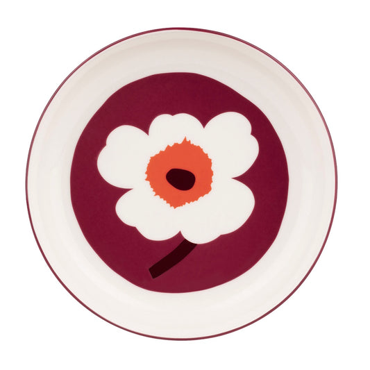 Marimekko Unikko Plate 20.5cm Burgundy