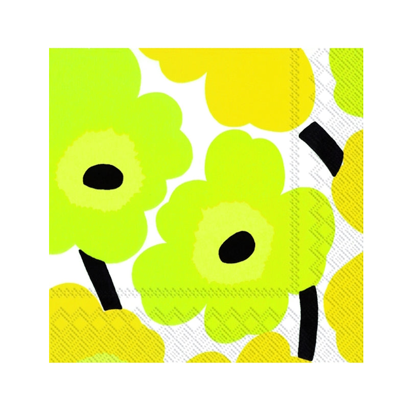 Marimekko-unikko-yellow-cocktail-napkin