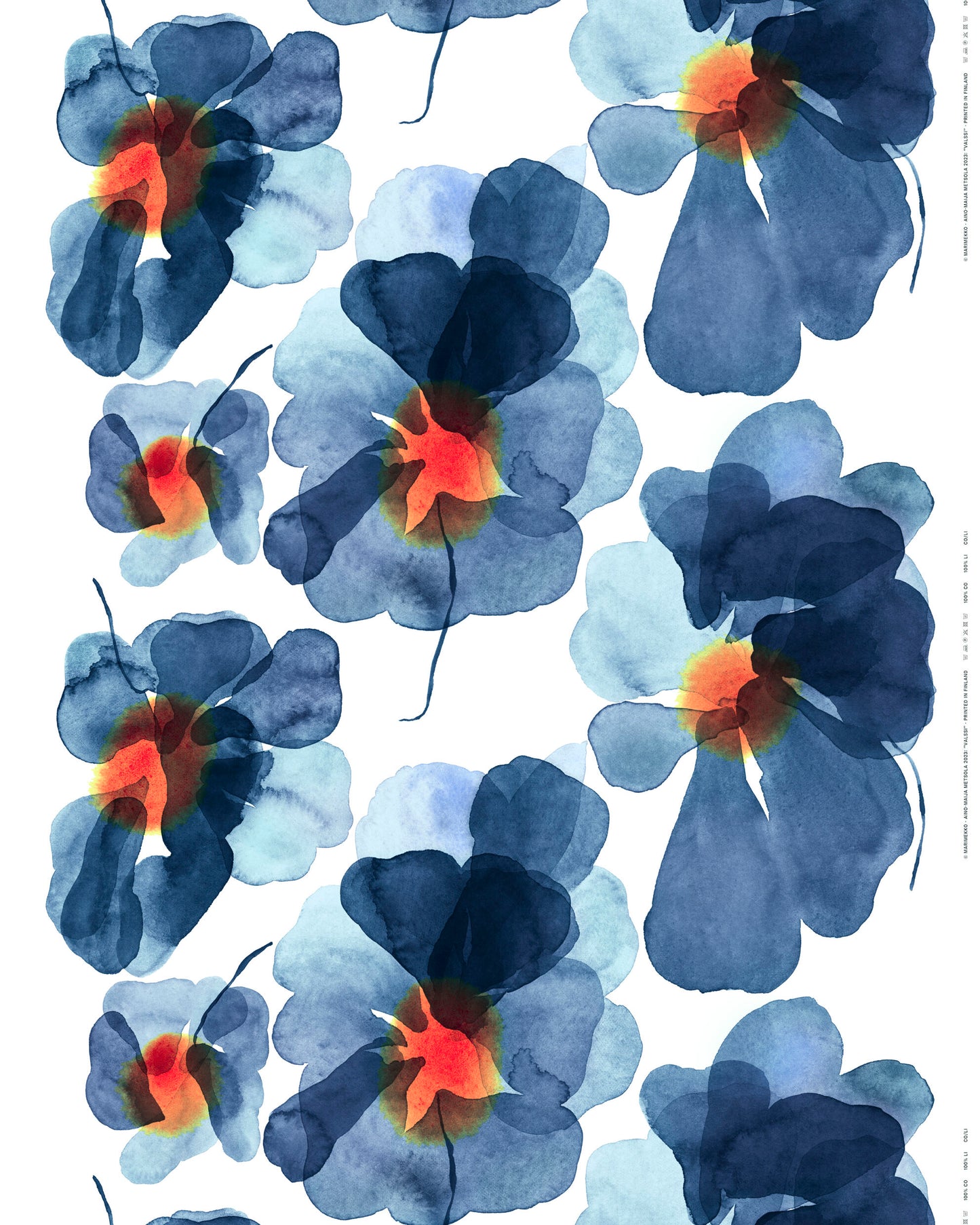 Marimekko Valssi Organic Cotton Fabric Blue