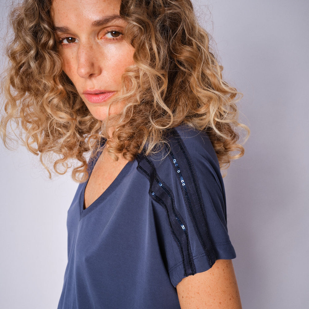 Mos Mosh Narelle V-Neck Sequin T-Shirt
