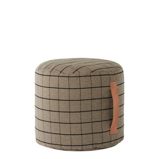 OYOY Grid Cotton Pouf Small Clay