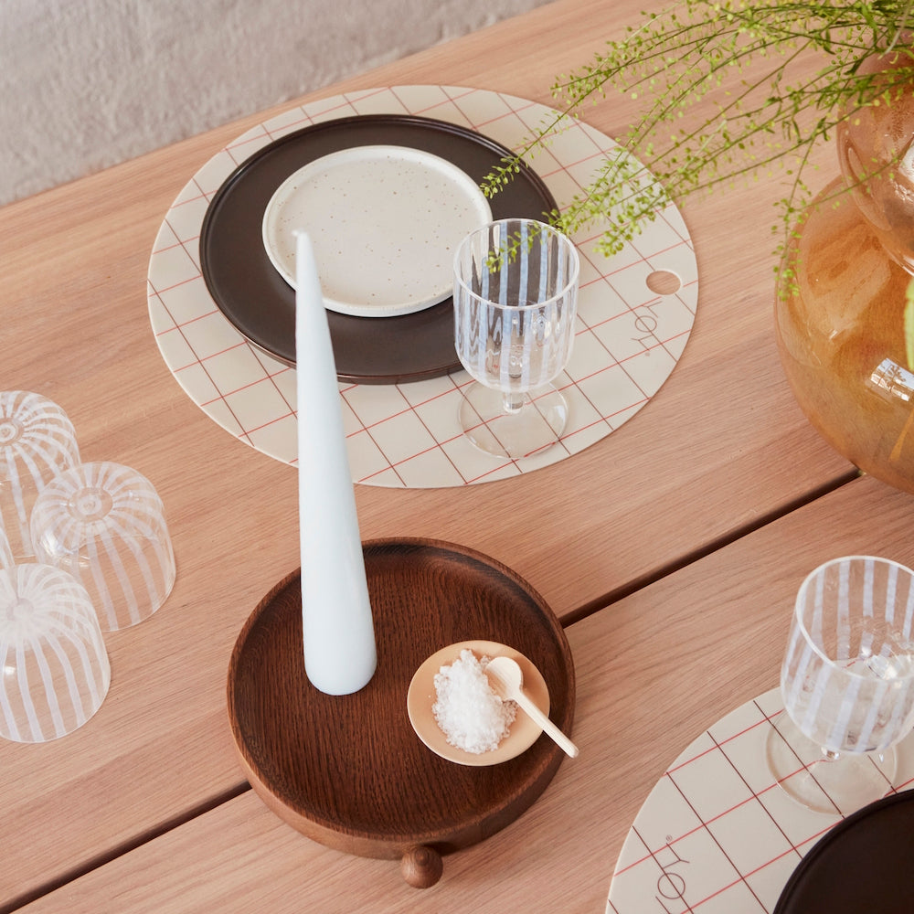 OYOY Inka Wood Tray Round Small Dark