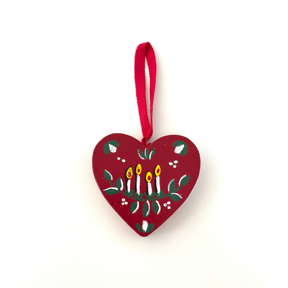 Heart Ornament Candles Red