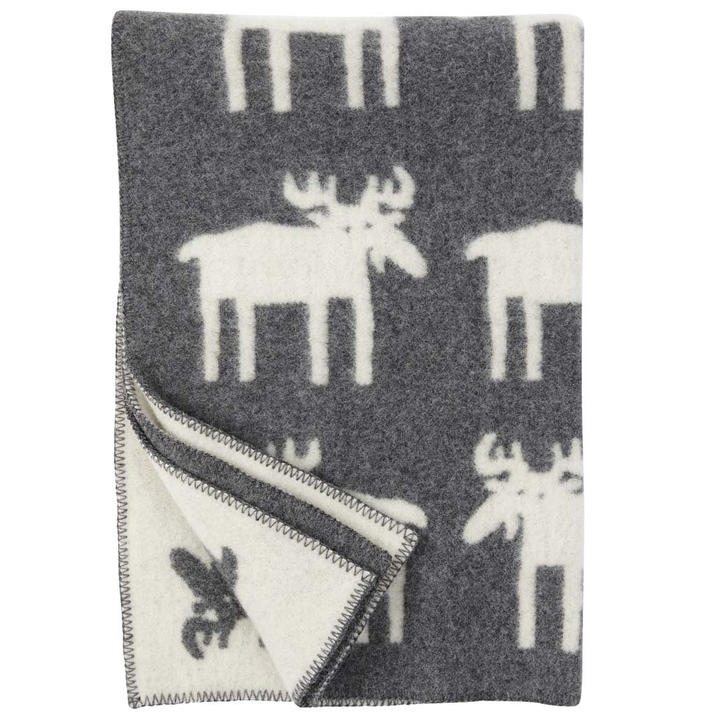 Klippan Moose Organic Wool Kids Blanket Grey