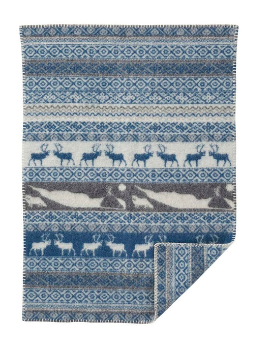 Klippan Sarek Organic Wool Baby Blanket Grey-Blue