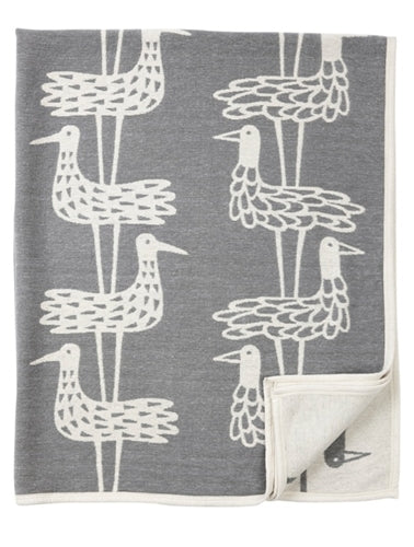 Klippan Shore Bird Organic Cotton Blanket Gray