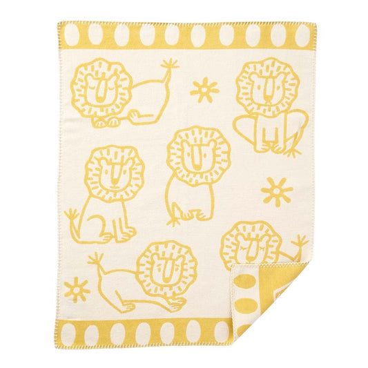 Klippan-lion-organic-cotton-blanket-yellow