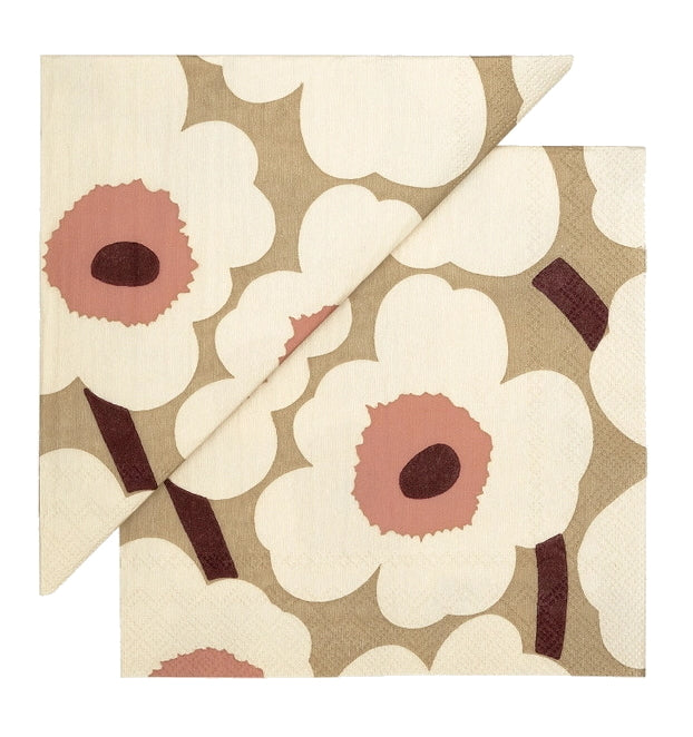 Marimekko-unikko-cream-rose-napkin