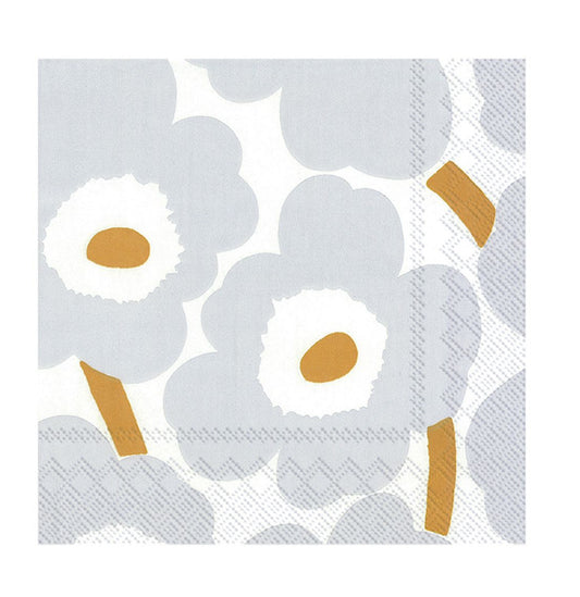 Marimekko-unikko-white-silver-napkin