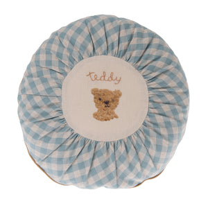 Maileg Cushion Round Sml Teddy checked