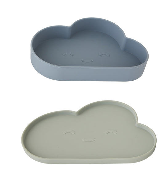 OYOY Cloud Silicone Kids Plate & Bowl Set Mint